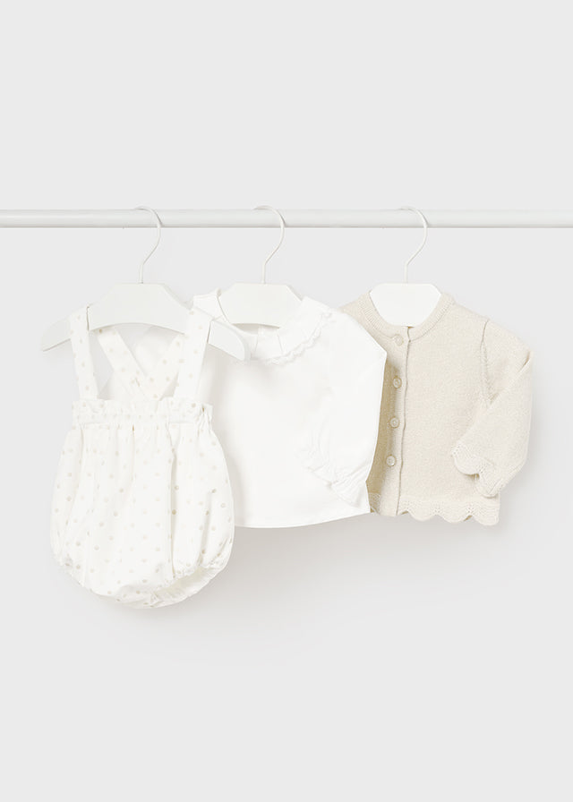 Mayoral 2245 Spanish Blouse, Romper and Cardigan Set In Stock Now
