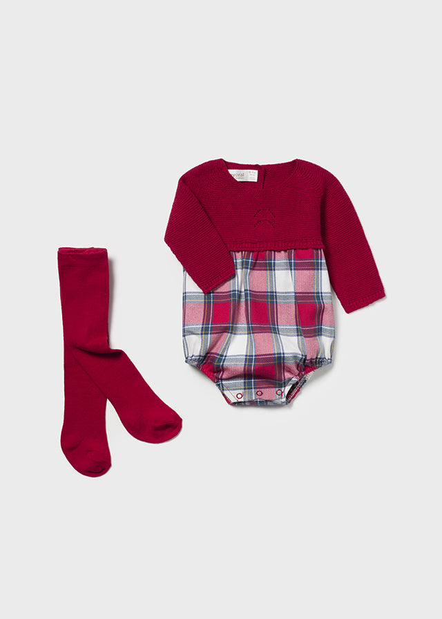 Mayoral 2634 Spanish Red Romper and Red Tights In Stock Now