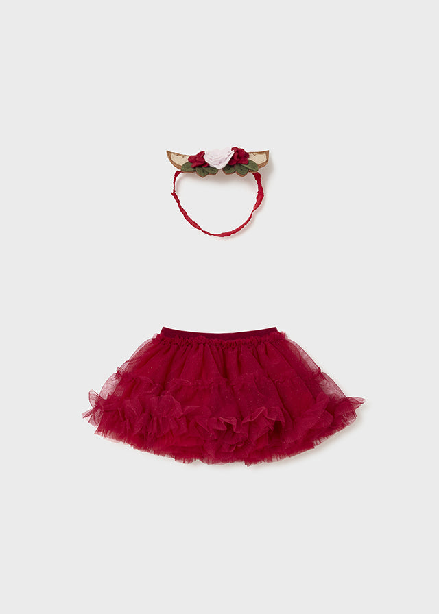 Mayoral 2701 Bodysuit and 2803 Red Spanish Skirt and Headband In Stock Now