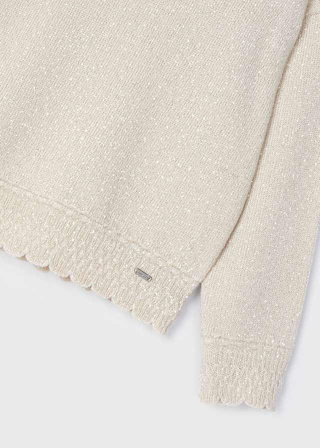Mayoral 131 Natural Long Sleeve Blouse, 4355 Jumper and 4908 Sand Tweed Skort In Stock Now