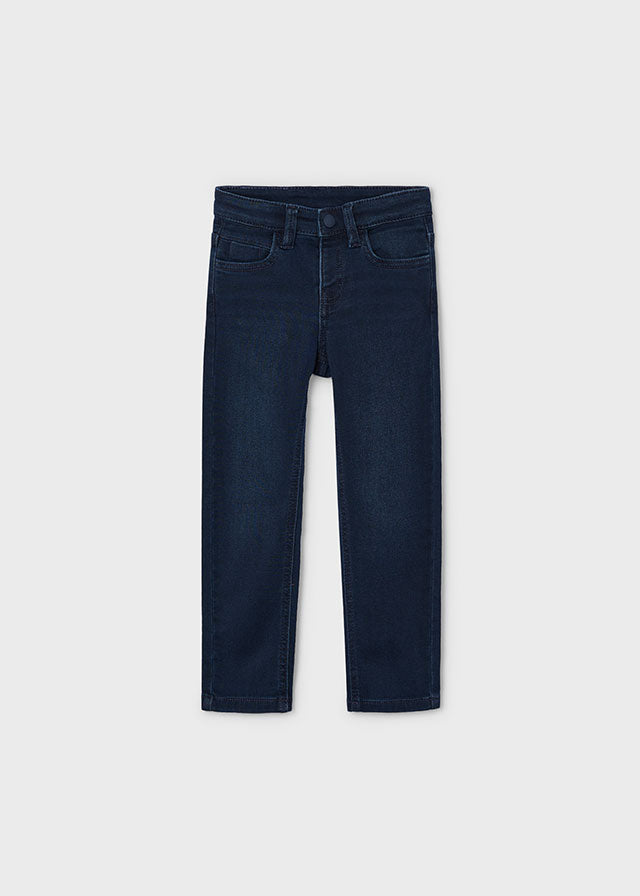 Mayoral 4341 Navy Embossed Jumper, 146 Blue Long Sleeve Shirt and 4540 Denim Jeans In Stock Now