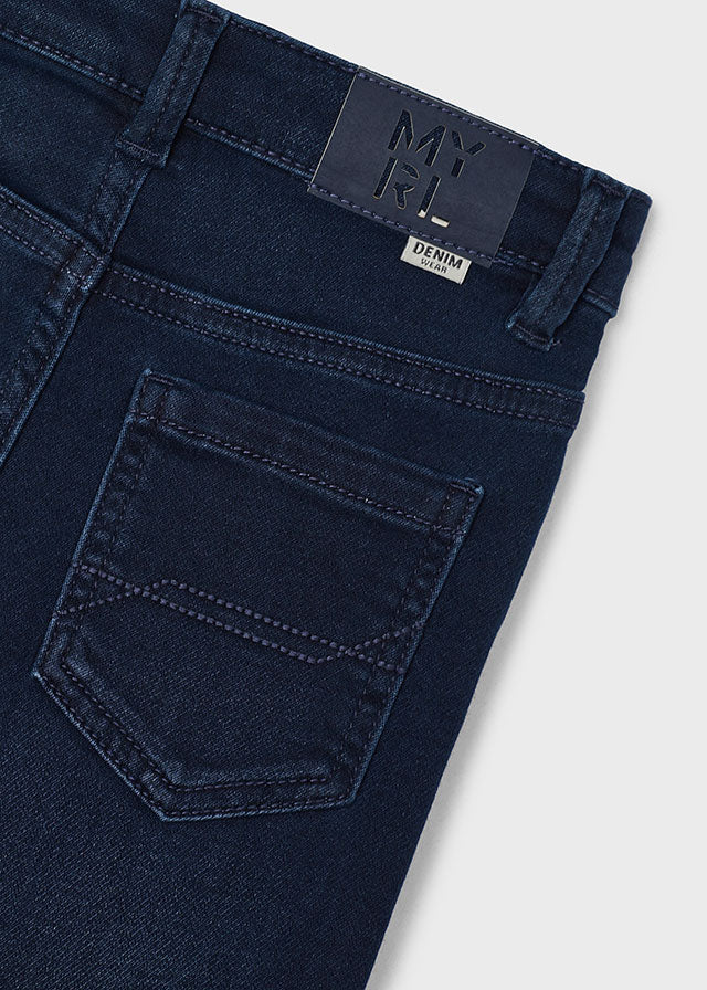 Mayoral 4341 Navy Embossed Jumper, 146 Blue Long Sleeve Shirt and 4540 Denim Jeans In Stock Now