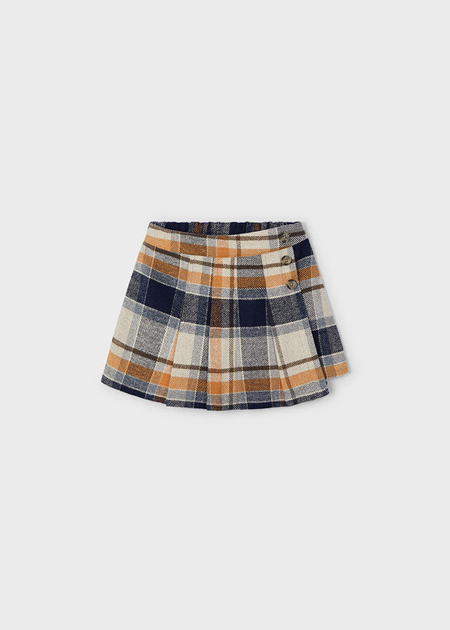 Mayoral 4069 Tee-Shirt and Hair Scrunchie with 4909 Navy Plaid Shorts In Stock Now