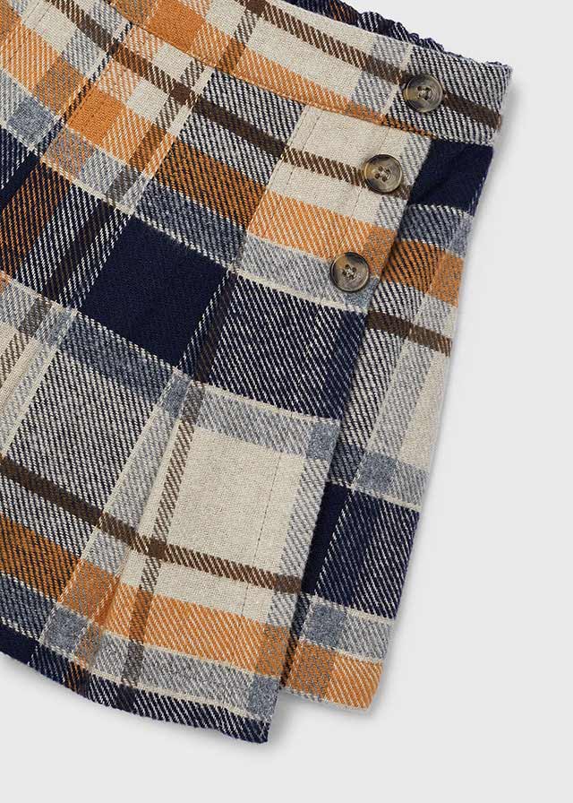 Mayoral 4069 Tee-Shirt and Hair Scrunchie with 4909 Navy Plaid Shorts In Stock Now