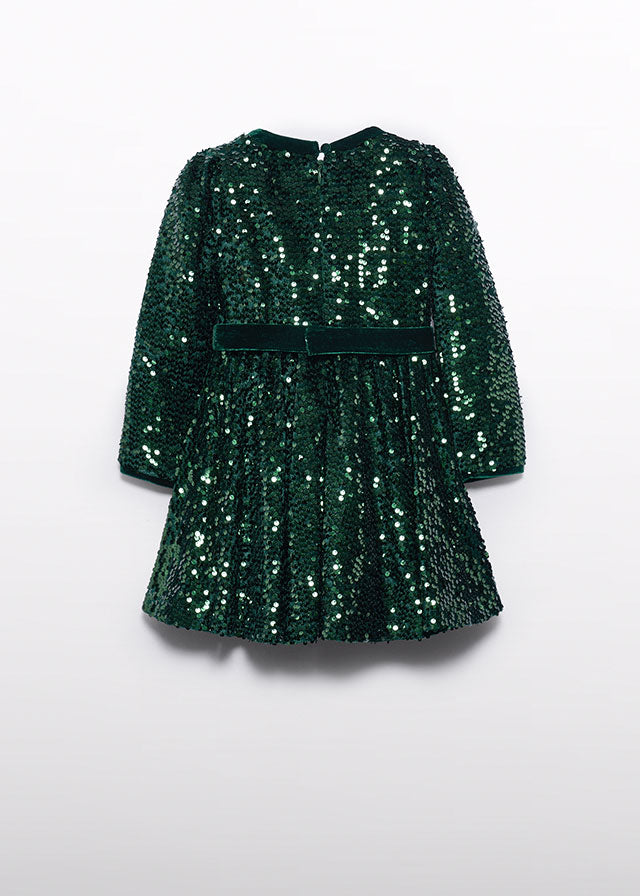 Abel & Lula 5528 Bottle Green Sequin Dress In Stock Now