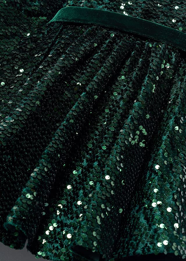 Abel & Lula 5528 Bottle Green Sequin Dress In Stock Now