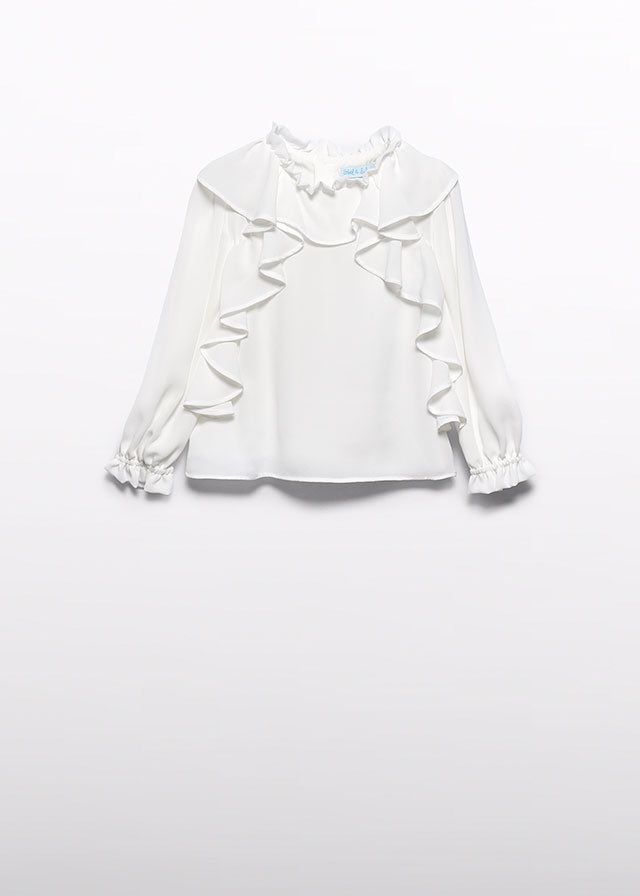 Abel & Lula 5677 Chiffon Ruffles Blouse and 5709 Houndstooth Shorts In Stock Now