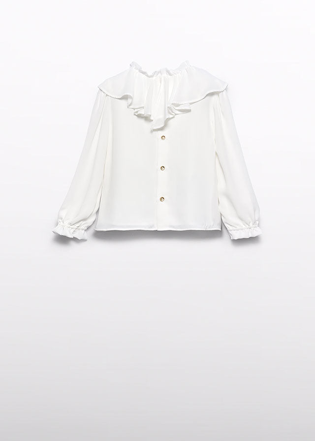Abel & Lula 5677 Chiffon Ruffles Blouse and 5709 Houndstooth Shorts In Stock Now