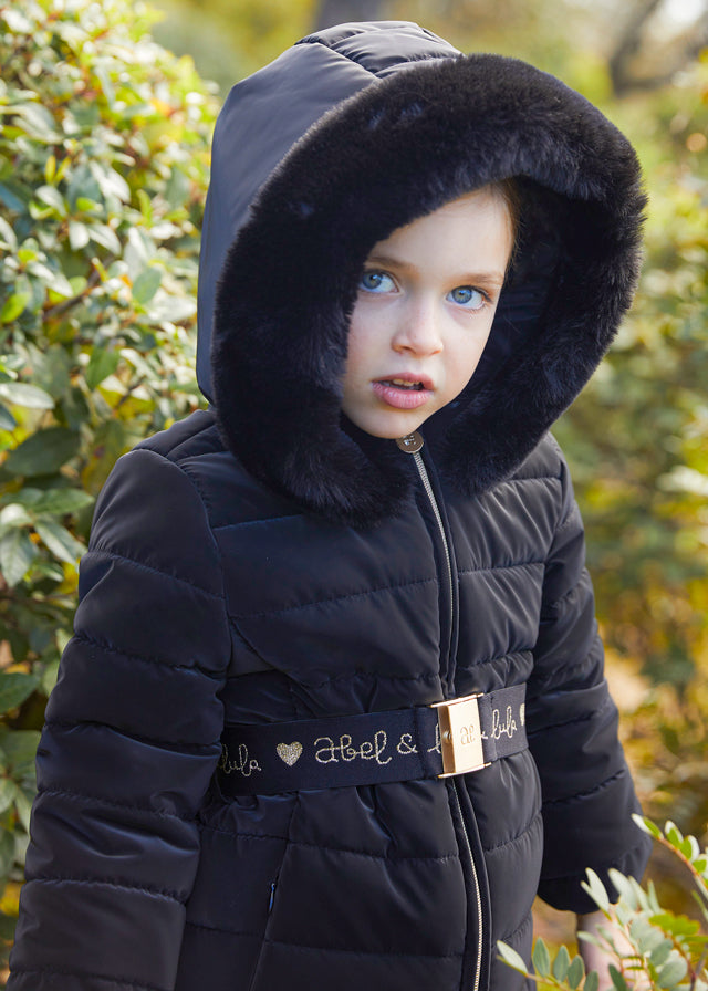 Abel & Lula 5839 Black Belt Coat In Stock Now