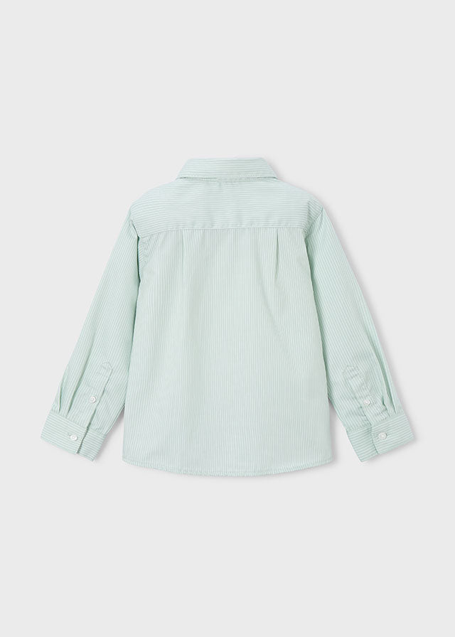 Mayoral 146 Long Sleeve Green Stripe Shirt, Mayoral 323 Green Jumper and Mayoral 513 Navy Blue Trousers In Stock Now