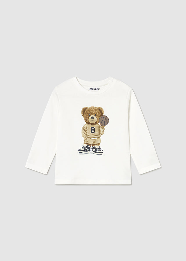 Mayoral 2058 Cream Long Sleeve Teddy Bear Tee-Shirt and Mayoral 2836 Blue Three Piece Tracksuit In Stock Now