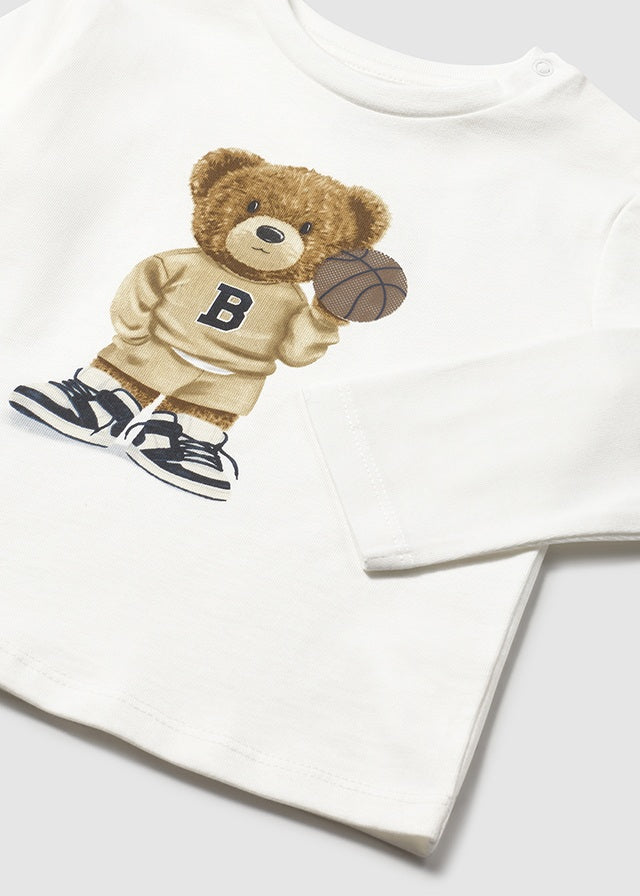 Mayoral 2058 Cream Long Sleeve Teddy Bear Tee-Shirt and Mayoral 2836 Blue Three Piece Tracksuit In Stock Now