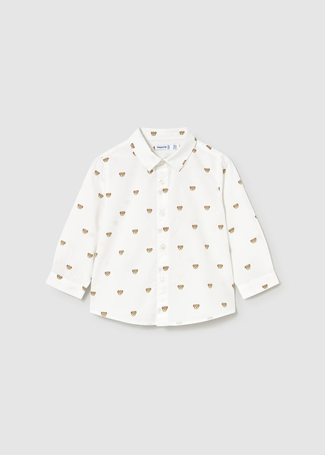 Mayoral 2107 Long Sleeve Teddy Bear Shirt, Mayoral 2342 Navy Blue Stripe Jumper and Mayoral 2502 Dark Denim Slim Fit Trousers In Stock Now