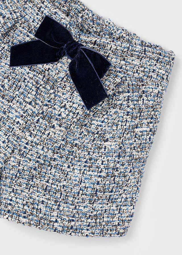 Mayoral 131 Cream Blouse, Mayoral 4224 Tweed Shorts and Mayoral 4307 Navy Jumper In Stock Now