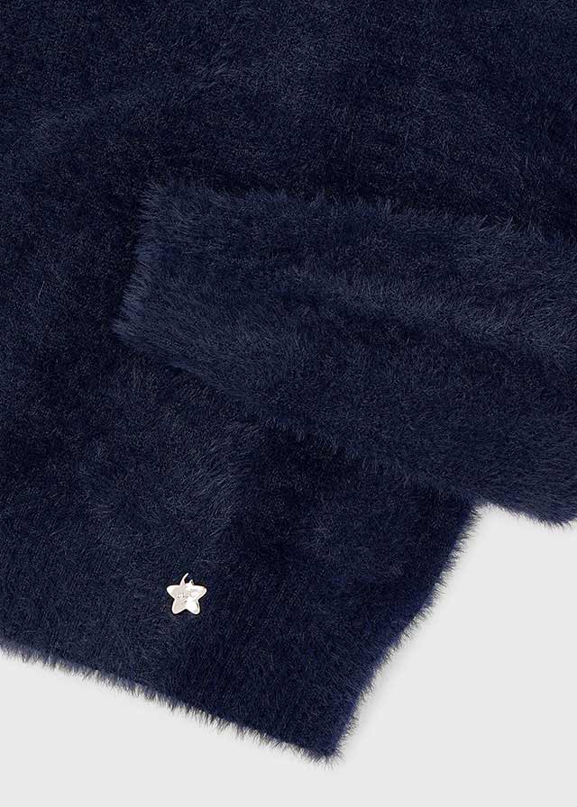 Mayoral 131 Cream Blouse, Mayoral 4224 Tweed Shorts and Mayoral 4307 Navy Jumper In Stock Now