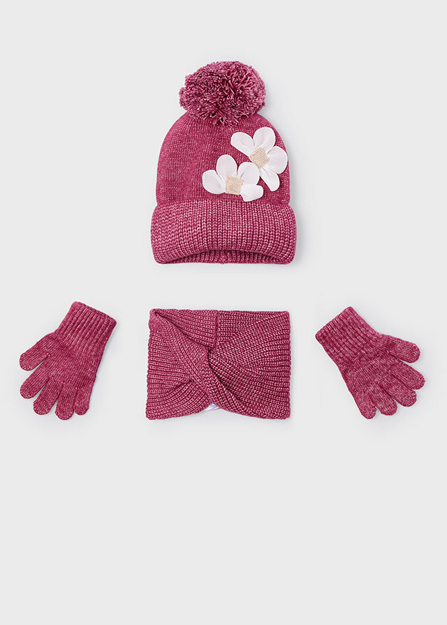 Mayoral 10071 Red Hat, Scarf and Gloves Set In Stock Now
