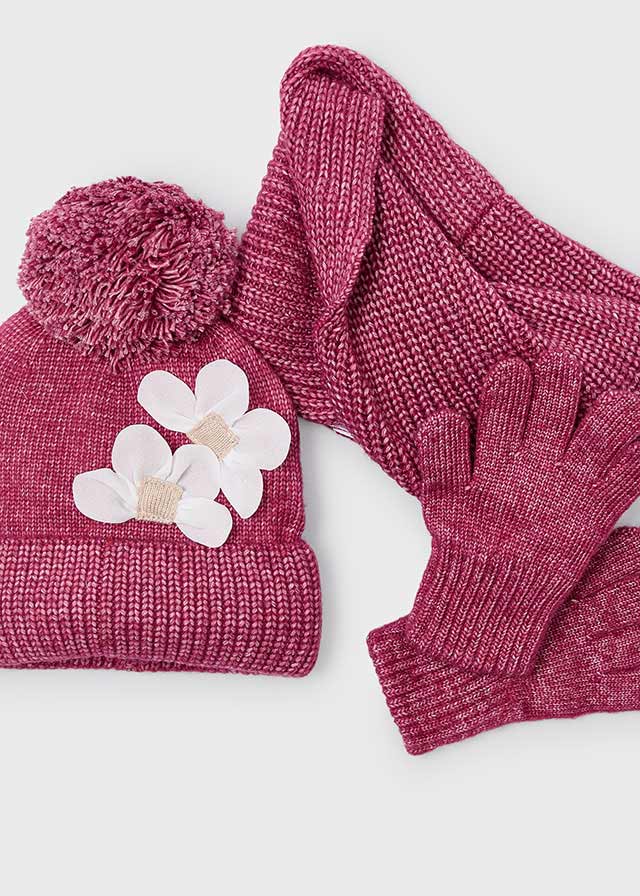 Mayoral 10071 Red Hat, Scarf and Gloves Set In Stock Now