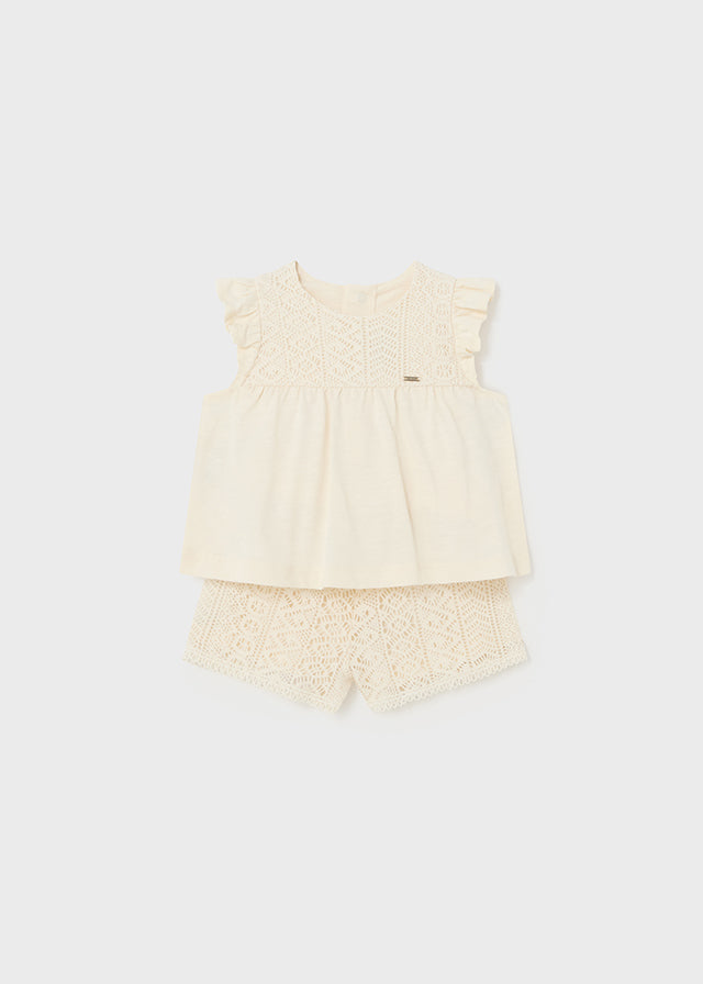 Coming Soon Mayoral 1235 Chickpea Lace Shorts Set