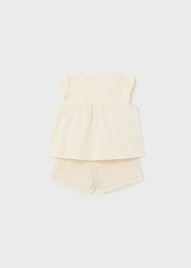 Coming Soon Mayoral 1235 Chickpea Lace Shorts Set