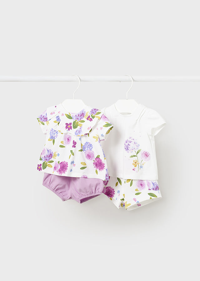 Mayoral 1610 Lullaby Rose Two Pack Tee-Shirt and Shorts Set