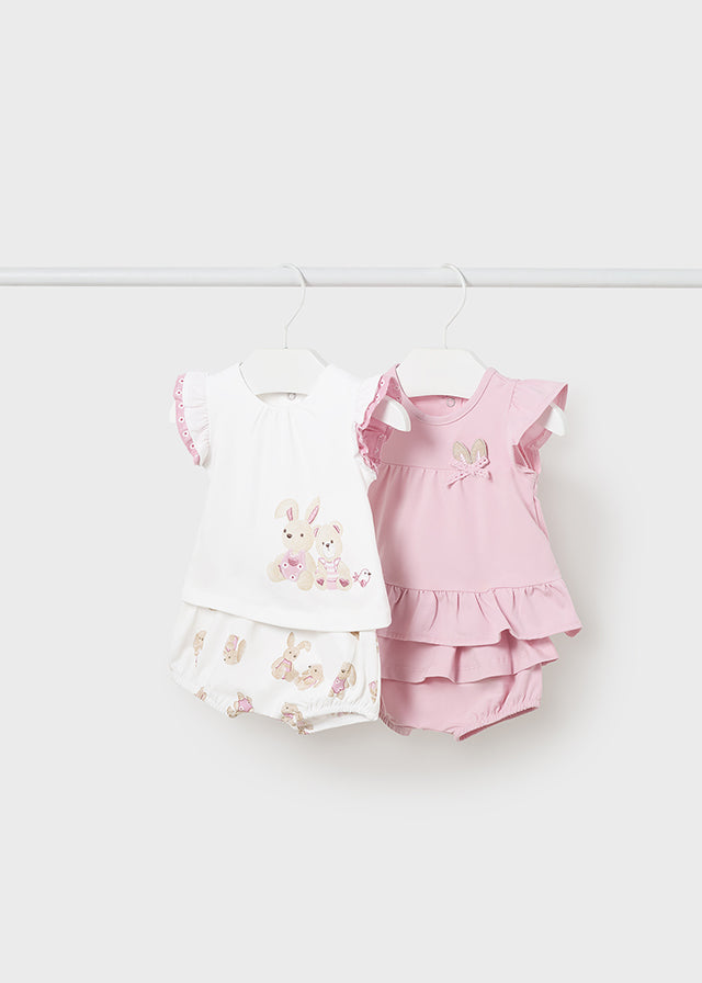 Pre-Order Mayoral 1611 Baby Rose Two Pack Tee-Shirt and Shorts Set