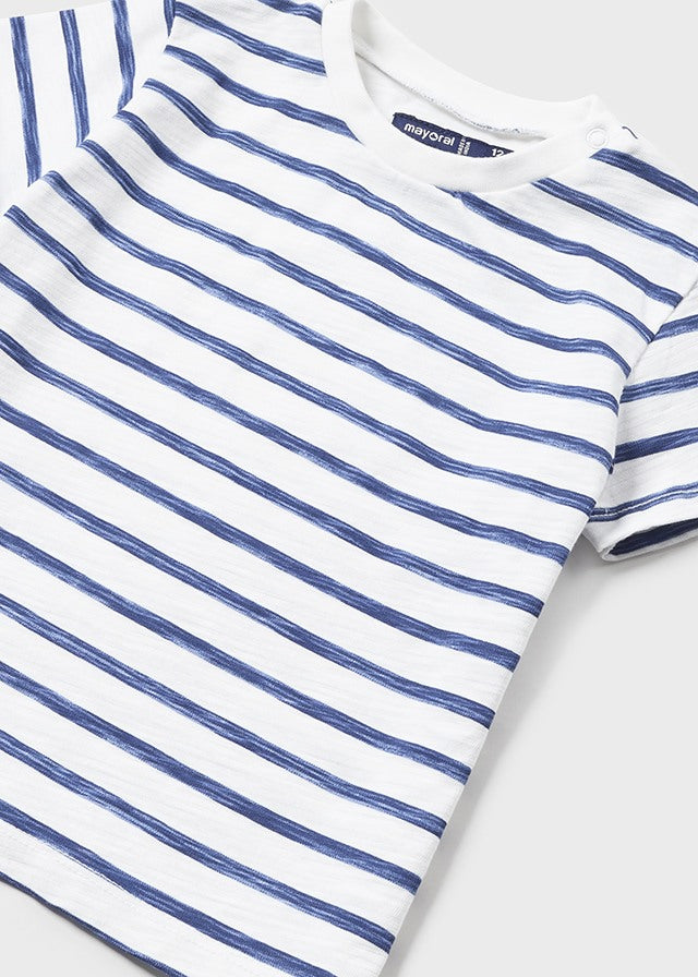 Pre-Order Mayoral 1651 Ink Stripe Short Sleeve Tee-Shirt, Dungaree and Hat