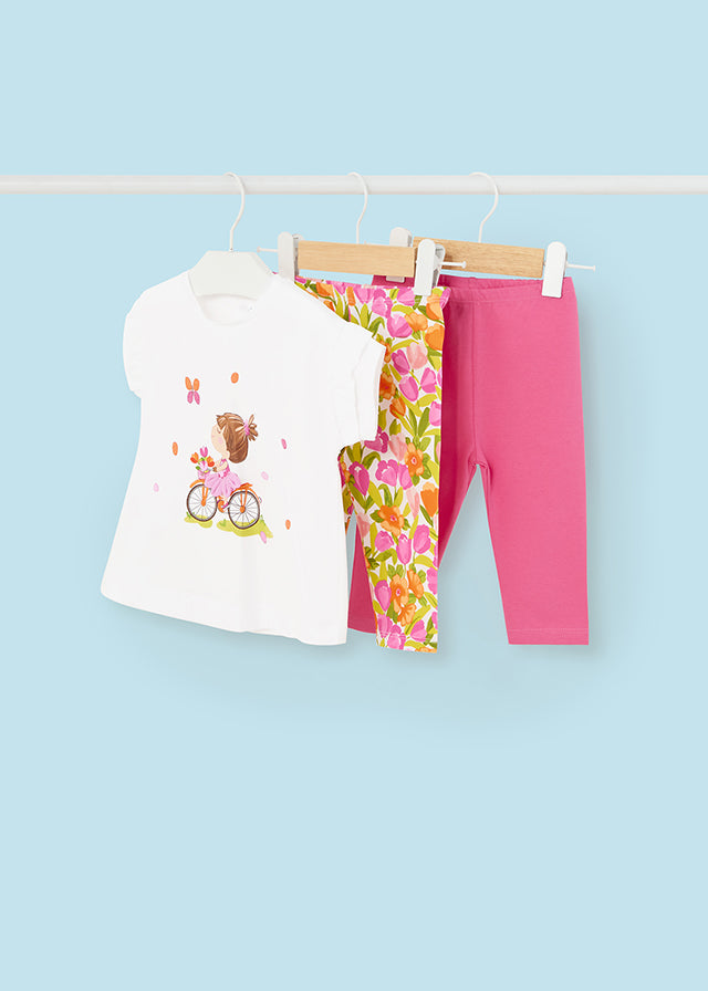 Mayoral 1737 Magenta Tee-Shirt and Two Pack of Leggings