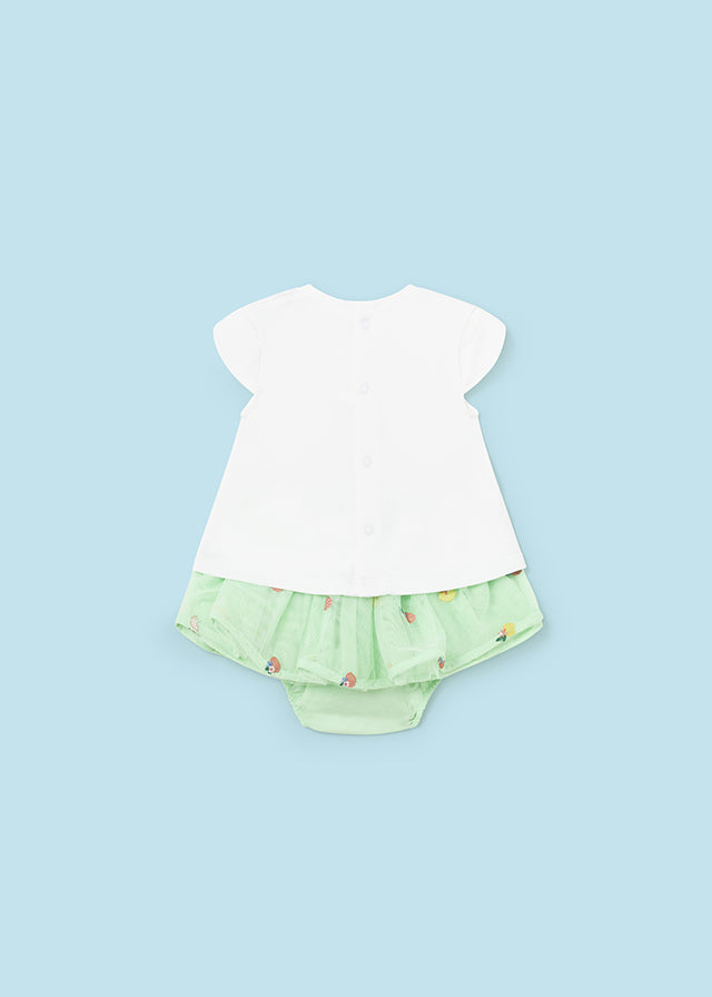 Mayoral 1838 Pear Short Sleeve Tee-Shirt and Tulle Skirt