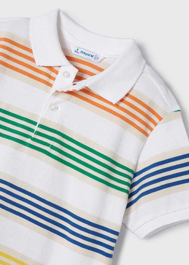 Pre-Order Mayoral 3108 Multicolour Stripes Short Sleeve Polo Shirt and 3269 Riviera Bermuda Shorts