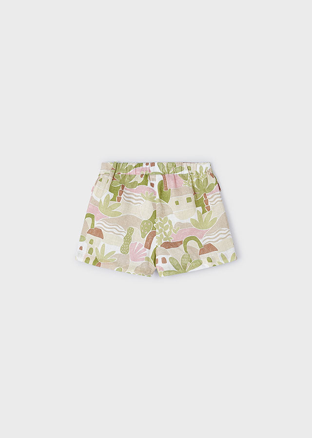 Pre-Order Mayoral 3082 100% Cotton Blush Short Sleeve Tee-Shirt and 3254 100% Cotton Apple Patterned Shorts