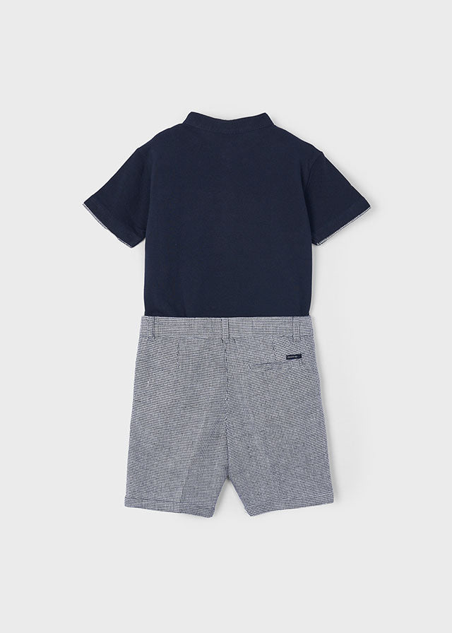 Pre-Order Mayoral 3282 Navy Polo Shirt and Linen Short Set