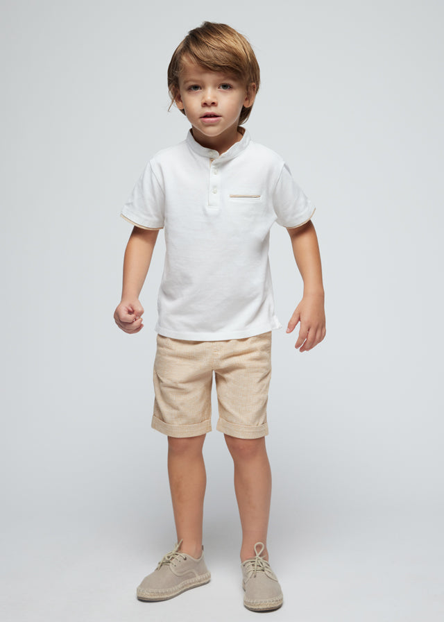 Coming Soon Mayoral 3282 Ochre Polo Shirt and Linen Short Set