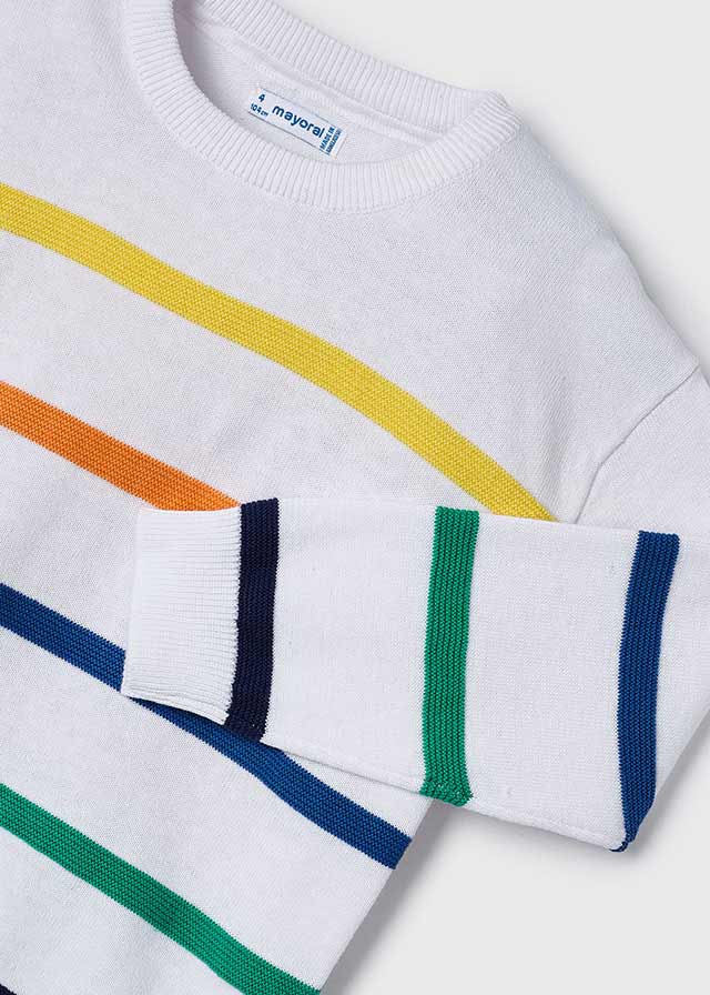 Pre-Order Mayoral 3104 Short Sleeve Stripe Polo Shirt, 3357 Multicolour Stripes Jumper and 3269 Bermuda Shorts