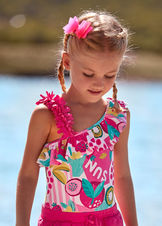 Pre-Order Mayoral 3717 Fuchsia Swimsuit and 3947 Beach Dress with Headband
