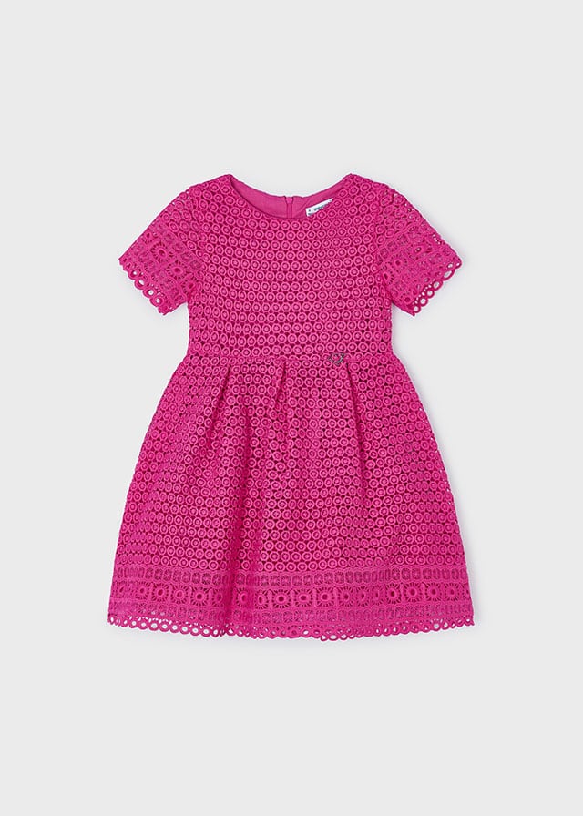Coming Soon Mayoral 3918 Fuchsia Embroidered Lace Dress