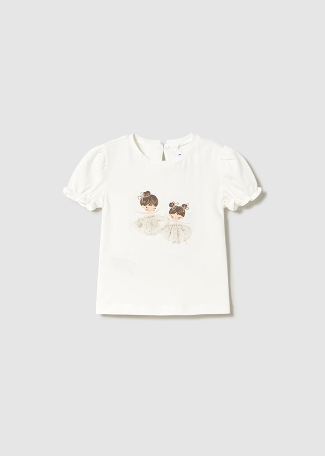 Mayoral 1041 Tee-Shirt and Mayoral 1901 Champagne Pleated Tulle Skirt In Stock Now