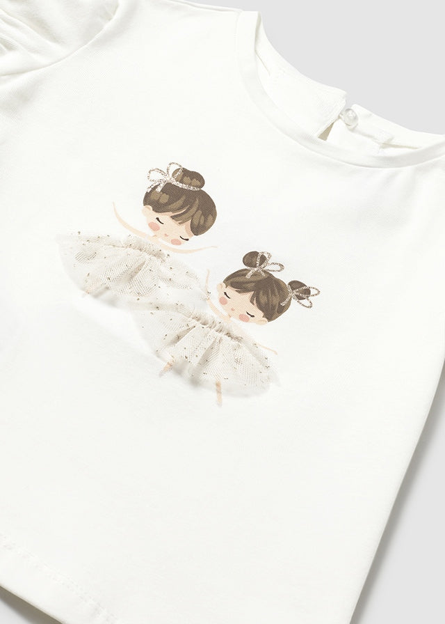 Mayoral 1041 Tee-Shirt and Mayoral 1901 Champagne Pleated Tulle Skirt In Stock Now