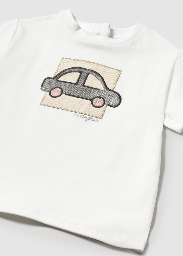 Mayoral 1052 White Tee-Shirt and Mayoral 1240 Brick Red Shorts In Stock Now