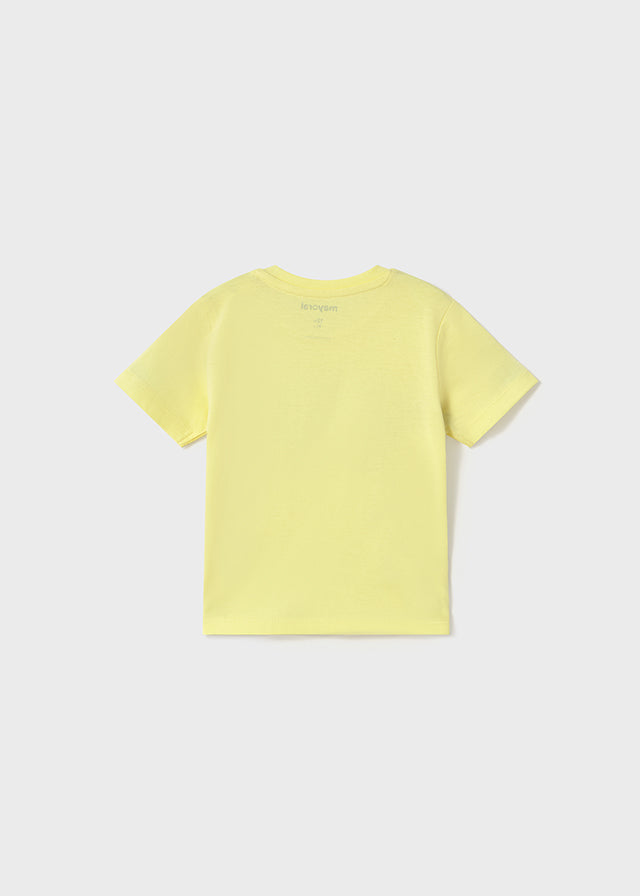 Mayoral 1059 Yellow Short Sleeve Tee-Shirt and Mayoral 621 Capri Blue Shorts In Stock Now