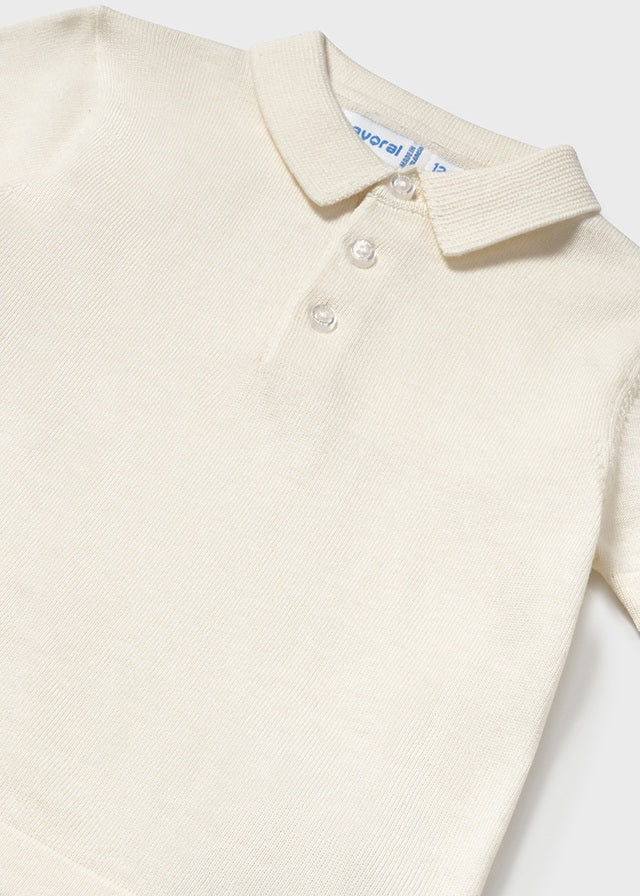 Mayoral 1106 Cream Polo Shirt and Mayoral 207 Light Blue Twill Shorts In Stock Now