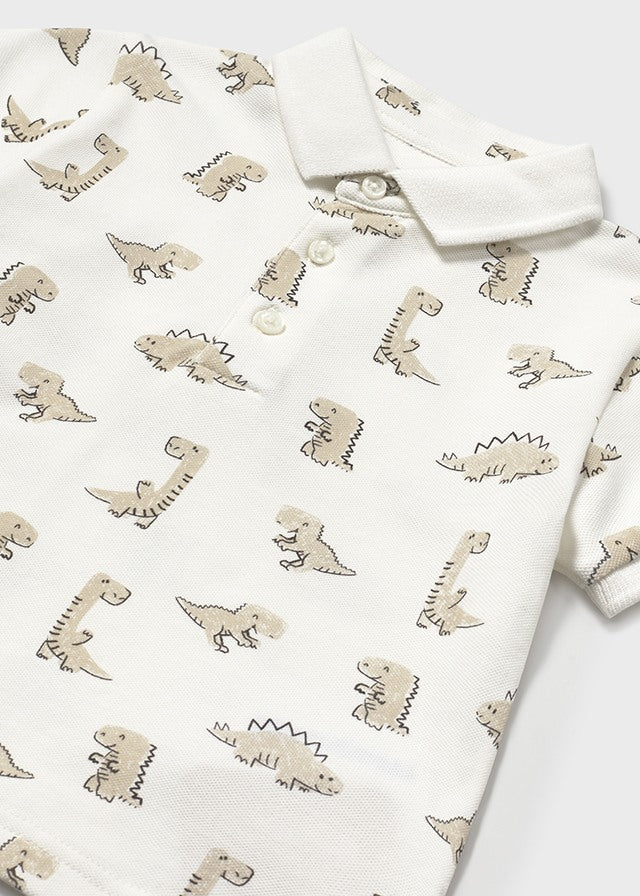 Mayoral 1109 Dinosaur Short Sleeve Polo Shirt and Mayoral 1243 Shorts with Braces In Stock Now