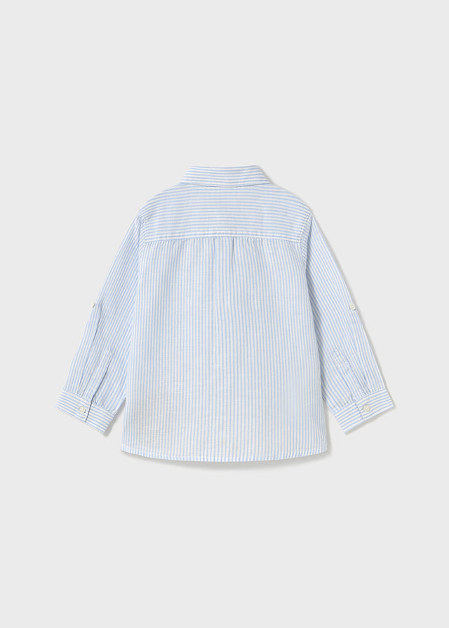 Mayoral 1116 Light Blue Linen Shirt, Mayoral 522 Light Blue Twill Trousers and Mayoral 1302 Jumper In Stock Now