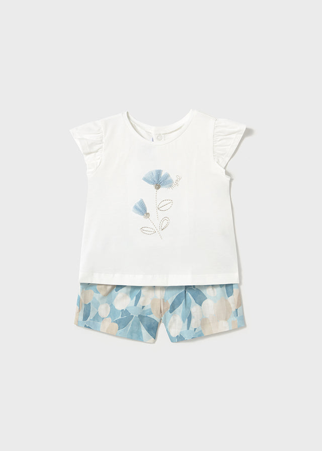 Mayoral 1237 Sky Printed Shorts Set In Stock Now