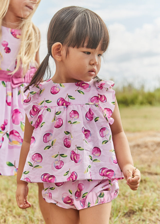 Mayoral 1238 Mauve Printed Shorts Set In Stock Now