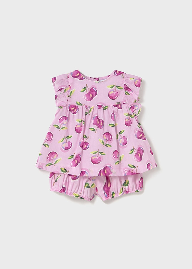 Mayoral 1238 Mauve Printed Shorts Set In Stock Now