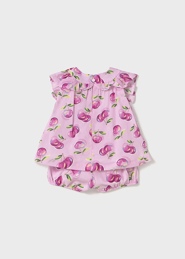 Mayoral 1238 Mauve Printed Shorts Set In Stock Now