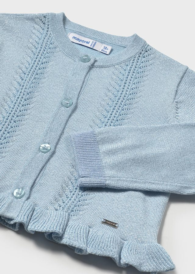 Mayoral 1398 Sky Knitted Cardigan In Stock Now