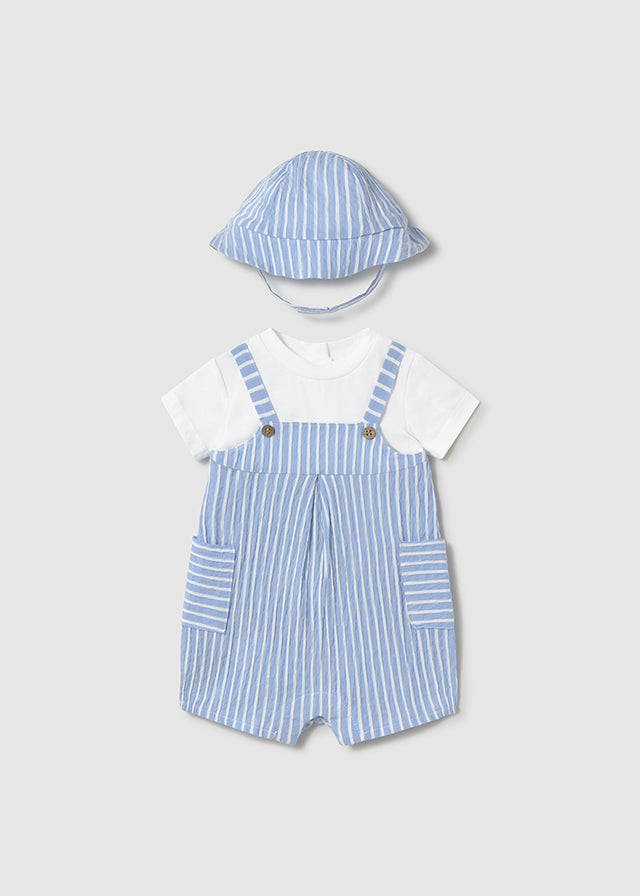 Mayoral 1602 Sky Blue Romper and Hat In Stock Now