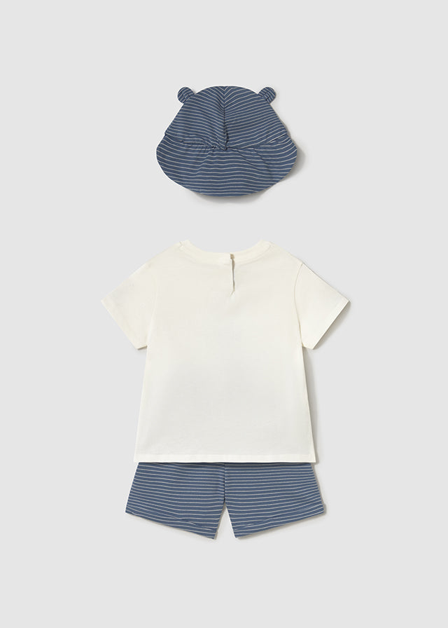 Mayoral 1651 Blue Shorts Set and Hat In Stock Now