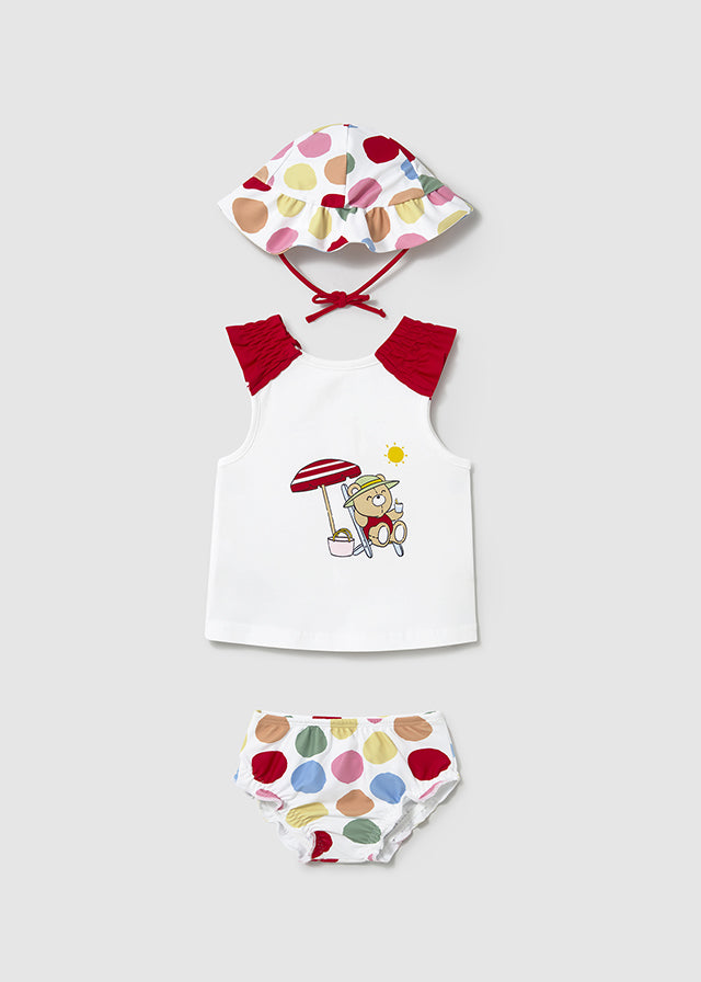 Mayoral 1668 Red Swimming Costume and Hat In Stock Now